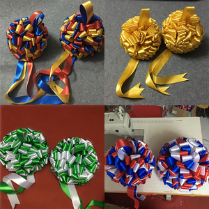 绸缎丝带花球开业剪彩彩球剪彩花球香港式时尚剪彩用品金色花球
