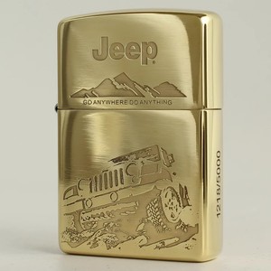 正品zippo之宝防风煤油男士打火机黄铜盔甲雕刻吉普 jeep刻字礼物