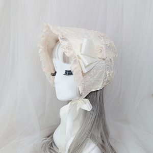 欧式复古蕾丝花边宫廷帽可爱蕾丝头巾包头帽lolita亲子拍照bb帽子