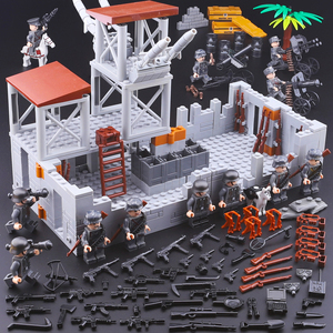 军事兼容乐高战壕二战大型场景阵地碉堡中日战役废墟基地国防军男