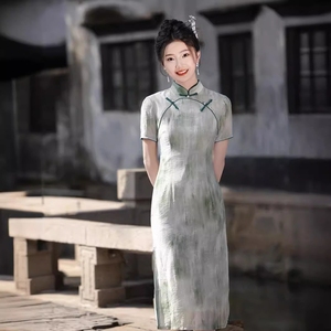 丝麻苏州半枫荷旗袍新款2024改良新中式年轻款少女连衣裙日常可穿