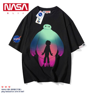 NASA联名超能陆战队大白T恤男女短袖夏季情侣款动漫周边暖男衣服