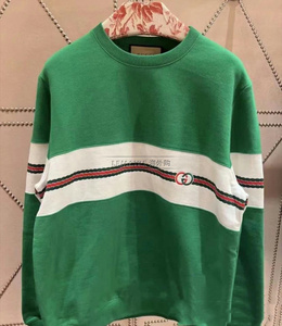 gucci/古驰 经典水钻1921字母logo 麻花条纹卫衣圆领套头帽衫男女