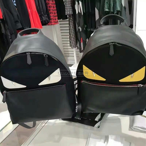 fendi/芬迪 白色/黄色眼睛 黑色拼皮 小怪兽 恶魔 书包背包双肩包