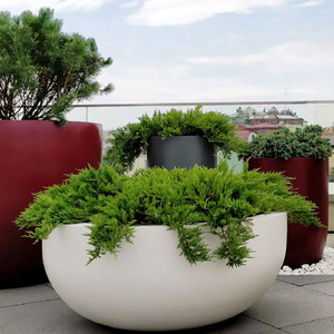 幸运心jj淘宝玻璃钢圆形球型花钵街道公园美陈花盆平口斜口北欧移动