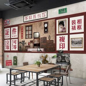 80怀旧90年代复古照相馆壁纸港式剧本杀装饰民国风小卖部背景墙纸