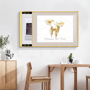 北欧轻奢电表箱装饰画免打孔配电箱遮挡画简约餐厅推拉弱电箱壁画