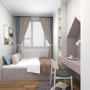 欧铂丽儿童房定制女孩公主房全屋定制榻榻米床书桌衣柜一体定做柜