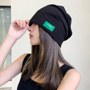 冷帽女夏季大头围嘻哈月子帽黑色堆堆帽新款薄款透气潮男士针织帽