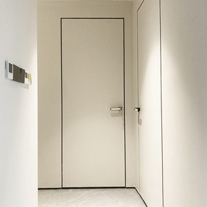 定制极简铝木门超窄框隐形门磁吸静音卧室门平开门通顶免漆无框门