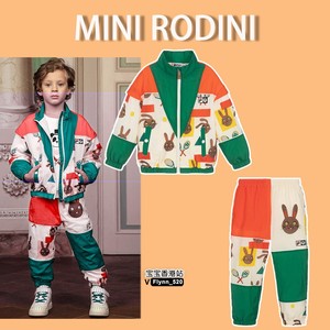 Mini Rodini童装外套 绿色网球印花长袖夹克长裤套装 FILA联名款