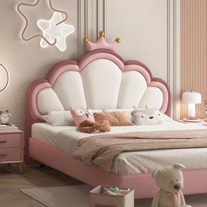 新款儿童公主床头软包靠背板现代简约皇冠轻奢网红榻榻米床头单买