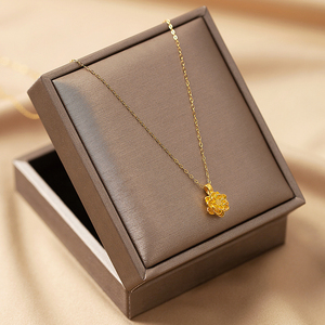 黄金福牌项链女小圆牌足金999福字吊坠锁骨套链送女友礼物62人付款