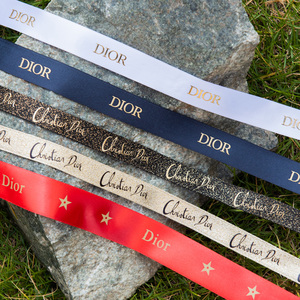 dior圣诞限量版丝带礼盒包装用藏蓝烫金绸带幸运星车挂手工材料包