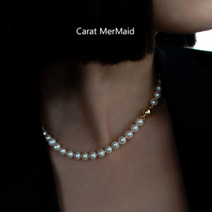 CM珍珠颈链强光珍珠项链女锁骨链串链妈妈款正圆珍珠项链