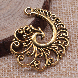 5个/包 31x32mm 古金色 凤凰耳环挂坠 d10431
