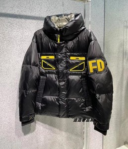 fendi/芬迪 22fw新款小怪兽字母刺绣可脱卸帽保暖羽绒服男外套女_阿里