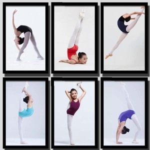 少儿舞蹈基本动作挂画 舞蹈工作室有框画 舞蹈艺术学校培训无框画
