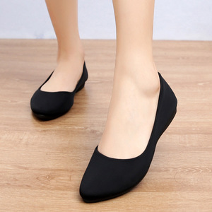 正宗老北京布鞋女士单鞋浅口低帮黑色工作鞋酒店平底一脚蹬职业鞋