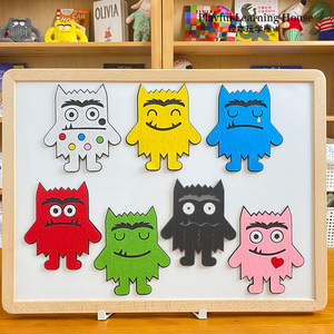 我的情绪小怪兽教具故事围裙剧道具毛毡布偶贴the color monster