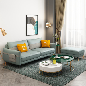 北欧轻奢真皮沙发三四人位中小户型简约现代直排双人客厅房间沙发