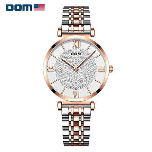 多姆dom手表女士手表防水小巧品牌国表满天星瑞士风格学生超薄女