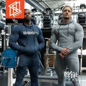 现货英国vanquish官网 fitness vq男子健身运动连帽套头卫衣字母