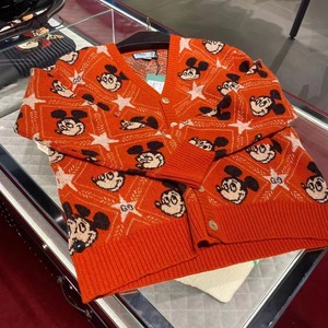 21代购gucci 古驰 男士橙米老鼠开衫毛衣