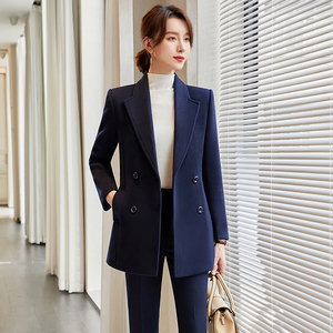 职业西装外套女秋冬长款毛呢西服上衣气质减龄职场正装经理工作服