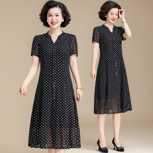 妈妈直筒连衣裙阔太