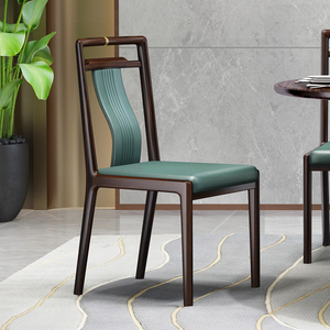 新中式餐椅轻奢现代中式全实木餐桌餐椅实木组合家用高档别墅家具