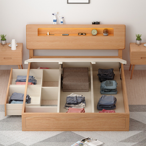 5米小户型抽屉高箱床储物收纳床北欧双人床1.8米箱体床