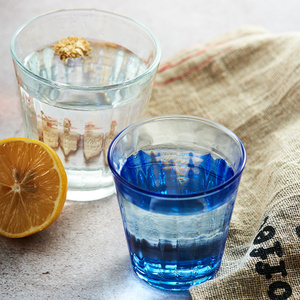 6只法国进口多莱斯prisme饮料杯蓝色透明钢化玻璃水杯耐冷热纯色