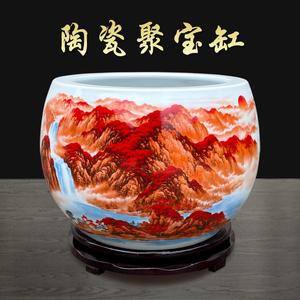 景德镇中式古法家用客厅陶瓷鱼缸养鱼盆过滤循环流水乌龟缸金鱼缸