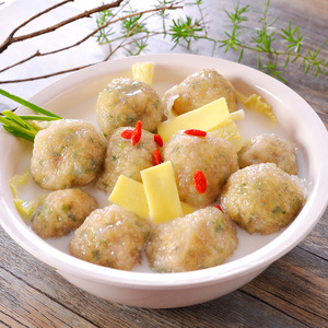 淮南特产夏集贡圆纯手工水晶贡丸面圆子白丸子猪肉鸡蛋馅360g*3袋