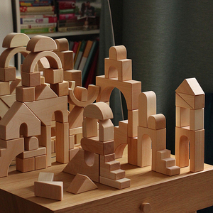 俄罗斯进口skandico环保实木拼装城堡积木儿童早教建筑构建玩具