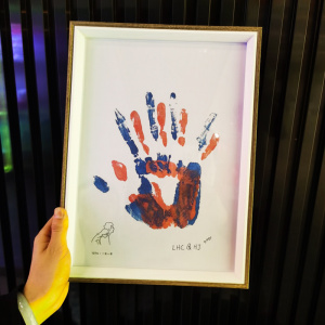 diy情侣手印相框按手掌印颜料油画印泥百天手工纪念520情人节礼物