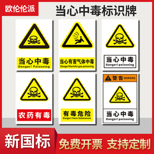 当心中毒安全标识牌 农药有毒危险当心煤气毒气有害气体中毒警示标志