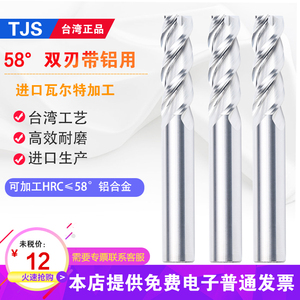 台湾TJS 58度进口高光铝用铣刀 双刃带铣铝合金专用合金钨钢铣刀