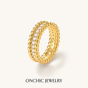 Onchic时尚个性镶石戒指轻奢高级感镀18K金食指戒小众设计ins风潮