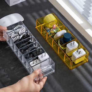 桌面数据线充电线收纳盒手机充电器收纳神器整理分格电源线绕线器