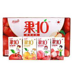 惠尔康果10果味饮料红苹果水蜜桃汁荔枝爽雪梨248ml*24盒整箱包邮