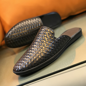 潮牌damon bv编织男鞋头层牛皮休闲包头半拖鞋男夏透气高端凉鞋