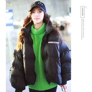 韩国杨颖baby明星同款黑色百搭面包服羽绒服女短款2022冬装新款