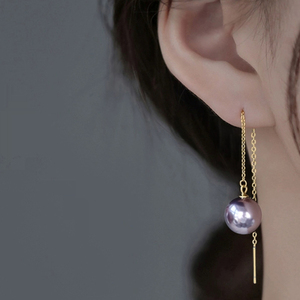 英国【设计师】Make Kana 紫色施家珍珠耳环轻奢设计感独特耳线女