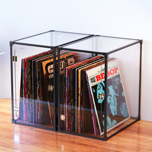 高清黑胶唱片盒LP存放收纳盒专辑光盘收藏器多色透明亚克力展示柜