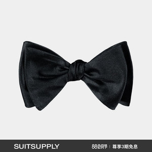 suitsupply-黑色丝绸光面男士手打领结