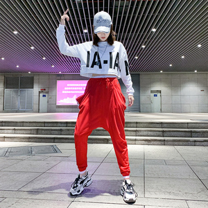 夜店太妹哈伦街舞服装女元旦晚会衣服现代爵士舞演出服非主流套装