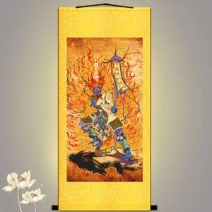 高清面燃大士画像 佛堂观世音化身鬼王挂画 丝绸卷轴画水陆画包邮