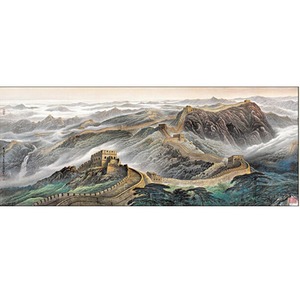 长城国画山河画题材爱国主题六尺山水手绘代画国画深圳大芬画家村